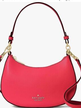 kate spade Coral Pink Crescent Shoulder Bag with Gold Hardware